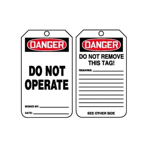 Accuform Safety Tags, DANGER DO NOT OPERATE, 5.75in x 3.25in, PF-Cardstock, 25PK - MDT189CTP