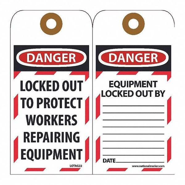 Nmc Danger Locked Out To Protect Workers Repairing Equipment Tag, Pk10 - LOTAG22