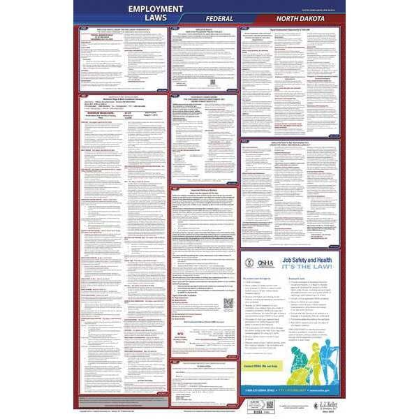 Jj Keller LaborLaw Poster, Fed/STA, ND, ENG, 26inH, 3yr - 300-ND-3