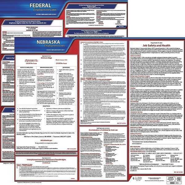 Jj Keller LaborLaw Poster, Fed/STA, NE, ENG, 20inH, 3yr - 100-NE-3