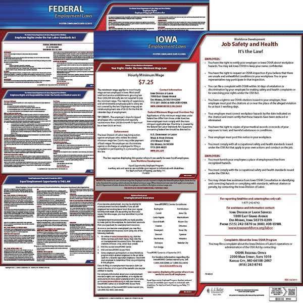 Jj Keller LaborLaw Poster, Fed/STA, IA, ENG, 20inH, 3yr - 100-IA-3