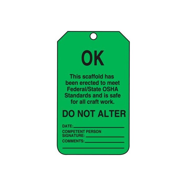 Accuform Accuform OK This Scaffold.Erected To Meet.Tag, PF-Cardstock, 25/Pack - TSS103PTP