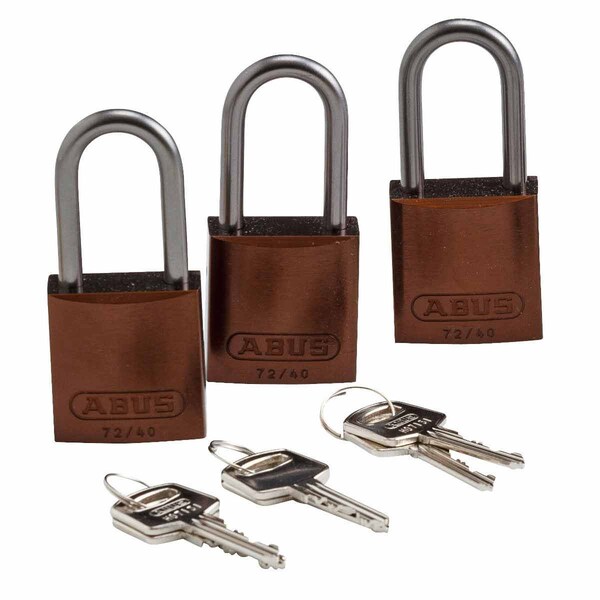 Brady Standard Safety Lockout Aluminum Padlock 1.5 in Aluminum Shackle KA Brown 3PK - 123434