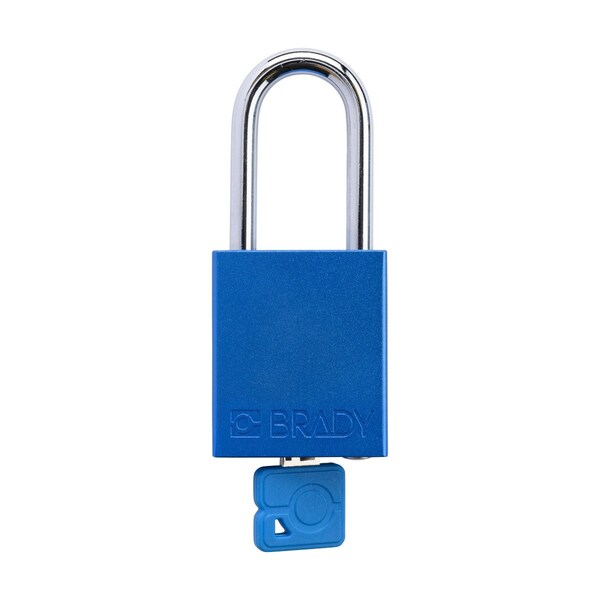 Brady Keyed Alike Padlock Unique Set Aluminum Blu 1.5 in Steel Shackle Keycode 4 - SDAL-BLU-38ST-004