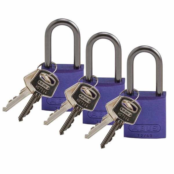 Brady Standard Safety Lockout Aluminum Padlock 1.5 in Aluminum Shackle KA Purple 3PK - 123435