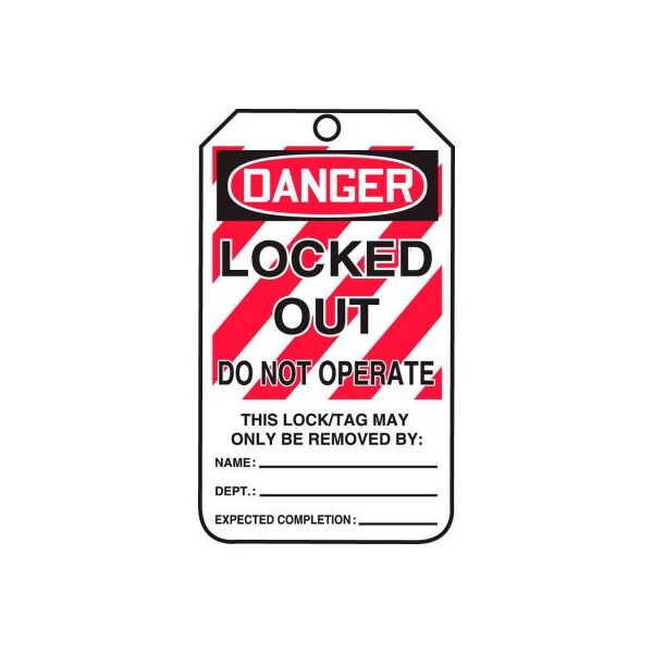 Accuform Accuform Lockout Tag, Danger Locked Out Do Not Operate, PF-Cardstock, 25/Pack - MLT407CTP