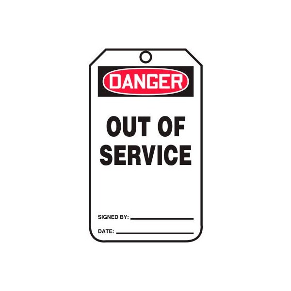 Accuform Accuform Danger Out Of Service Tag, RP-Plastic, 25/Pack - MDT246PTP