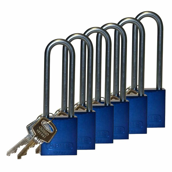 Brady Standard Key Retaining Lockout Aluminum Padlock 3in Aluminum Shackle KA Blue 6PK - 123312