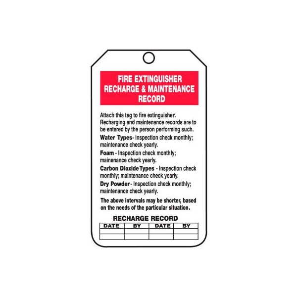Accuform Accuform Fire Extinguisher Recharge & Record Tag, PF-Cardstock, 25/Pack - TRS211PTP