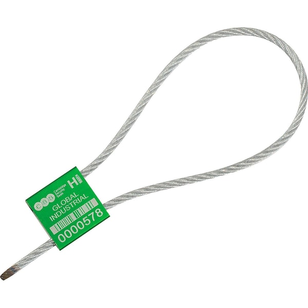 Global Industrial Metal Cable Seal, 1/8x12L, Green, 50PK - 670490GN