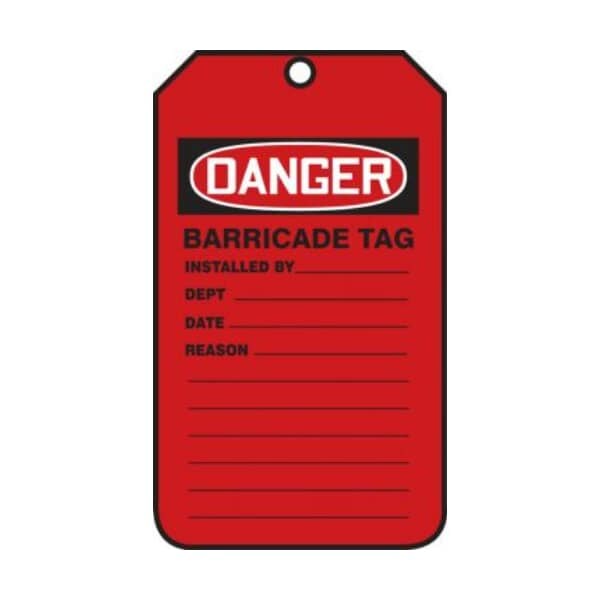 Accuform Danger, RP-Plastic, 3-1/4 in Width, 0.075 in Height, , 25 PK - TAB110CTP