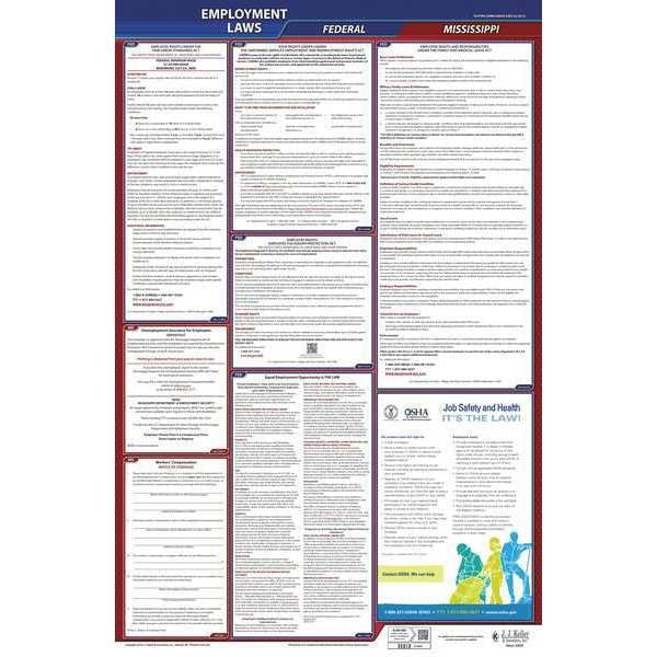 Jj Keller LaborLaw Poster, Fed/STA, MS, ENG, 40Wx26inH - 300-MS