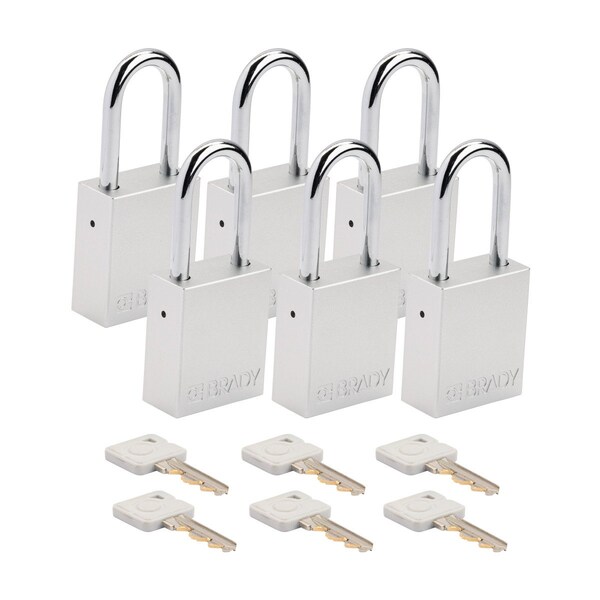 Brady Velocity Lockout Padlocks Aluminum 1.5in Shackle Clearance KA White 6PK - SDAL-WHT-38ST-KA6