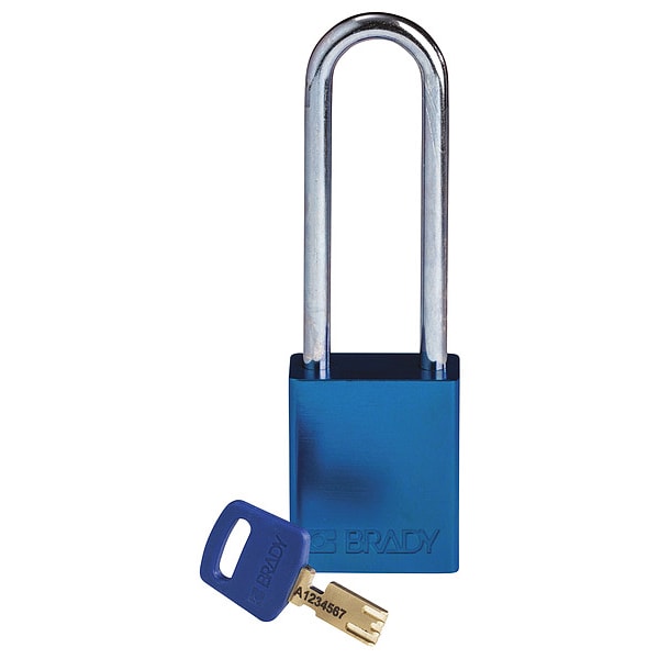 Brady Lockout Padlock, Blue, 1-13/16" H Body - ALU-BLU-76ST-KD