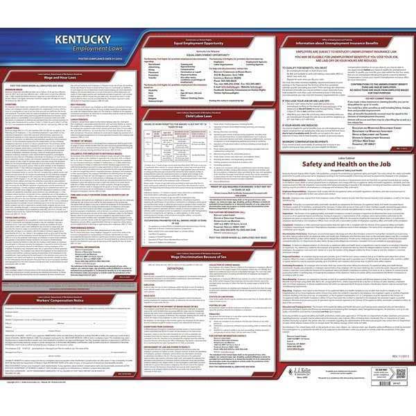 Jj Keller Labor Law Poster, State Labor Law, KY - 100-KY