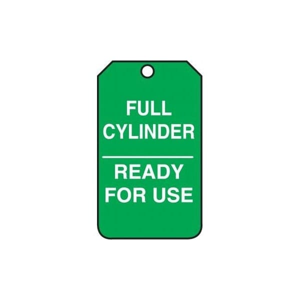 Accuform Safety Tags, CYLINDER STATUS FULL CYLINDER READY FOR USE, 5.75in x 3.25in, RP-Plastic, 5PK - MGT203PTM
