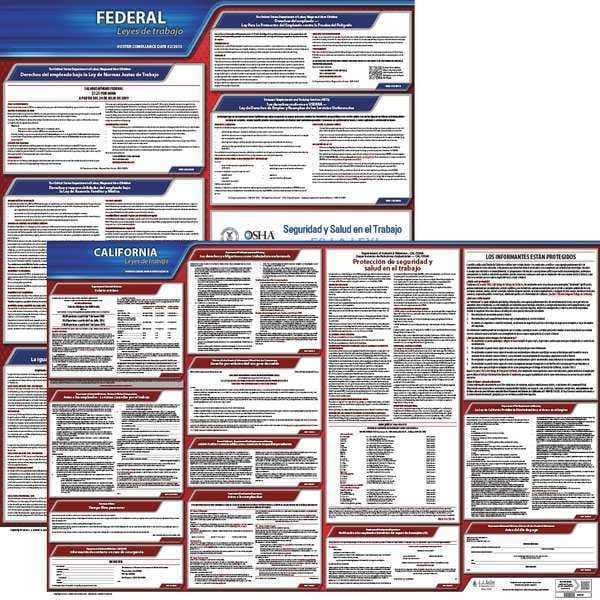 Jj Keller Labor Law Poster, Fed/STA, CA, SP, 20inH, 3yr - 200-CA-3