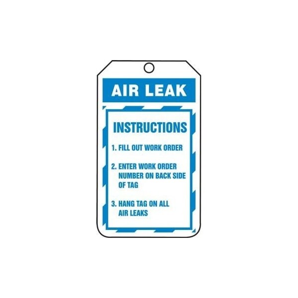 Accuform Safety Tags, AIR LEAK INSTRUCTIONS, 8.5in x 3.875in, RP-Plastic, 5PK - TRS341PTM