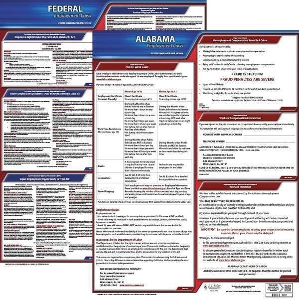 Jj Keller LaborLaw Poster, Fed/STA, AL, ENG, 20inH, 3yr - 100-AL-3