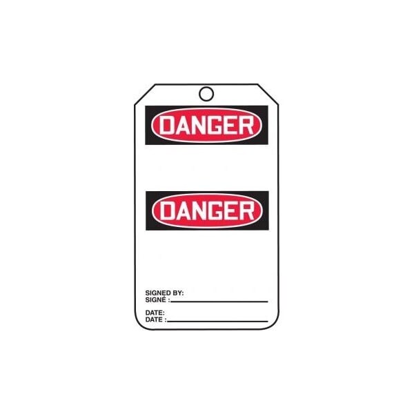 Accuform Safety Tags, DANGER BLANK BILINGUAL FRENCH, 5.75in x 3.25in, RP-Plastic, 5PK - TMF131PTM
