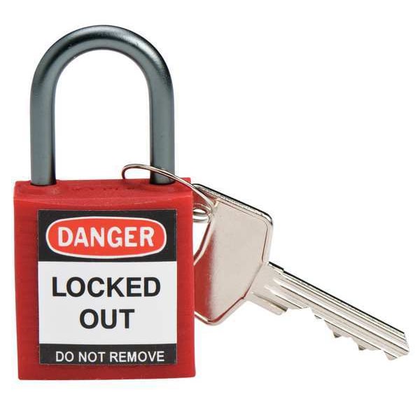Brady Lockout Padlock, KA, Red, 1-2/5"H, PK6 - 118954