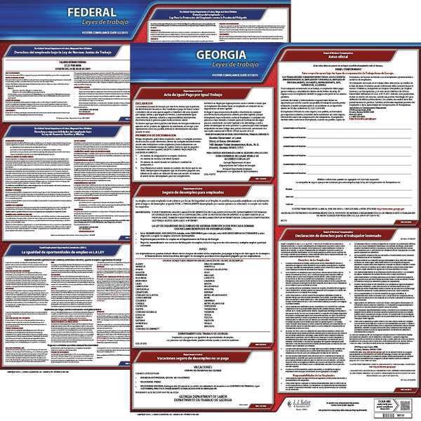 Jj Keller Labor Law Poster, Fed/STA, GA, SP, 20inH, 1yr - 200-GA-1