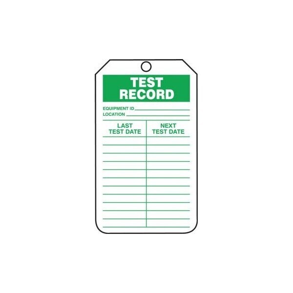 Accuform Safety Tags, TEST RECORD, 5.75in x 3.25in, RP-Plastic, 5PK - TRS252PTM