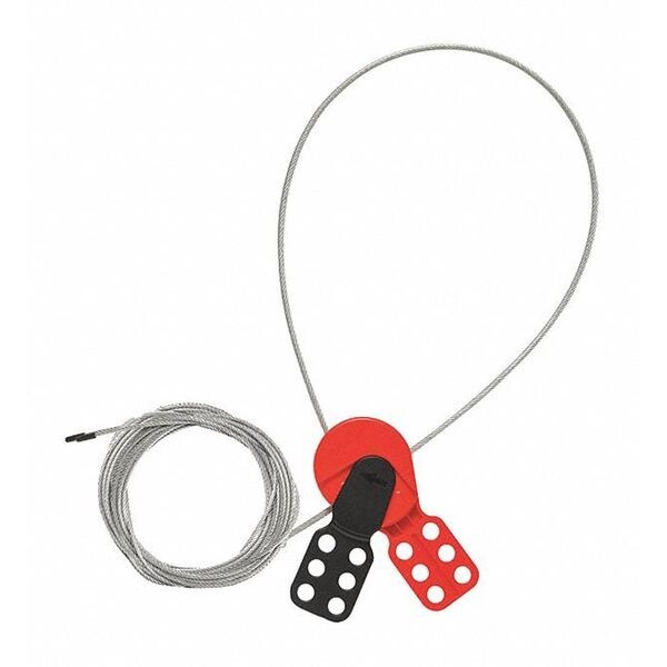 Zoro Select Lockout Cable, Black/Red, CoatSteel, 15ft.L - 45NA05