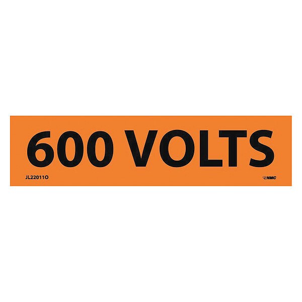 Nmc Electrical Marker, 600 Volts, PK25, Pressure Sensitive Vinyl, 4-1/2 in Width, 1-1/8 in Height, , 25 PK - JL22011O