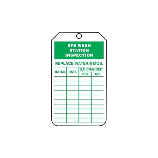 Accuform Safety Tags, EYE WASH STATION INSPECTION, 8.5in x 3.875in, RP-Plastic, 5PK - TRS330PTM