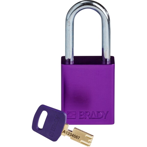 Brady Safekey Lockout Padlock Aluminum Purple 1.5" Ste - ALU-PRP-38ST-KD