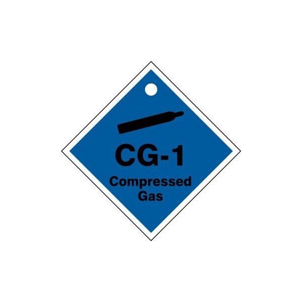 Accuform Energy Source ID Tag, CG-1 COMPRESSED GAS, 2.5in x 2.5in, Plastic, 5PK - TDJ601VPM