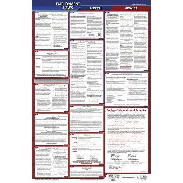 Jj Keller LaborLaw Poster, Fed/STA, AZ, ENG, 26inH, 3yr - 300-AZ-3