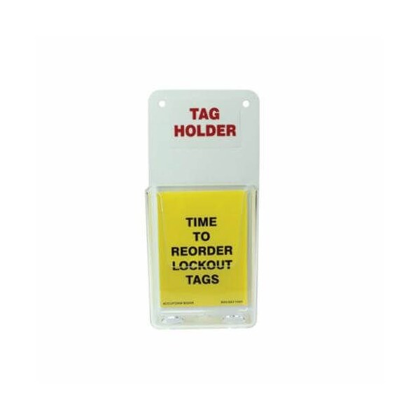 Accuform Tag Holder, DANGER DO NOT START THIS MACHINE, Plastic, ClearRedWhite, 434 in H x 358 in W - TAC811
