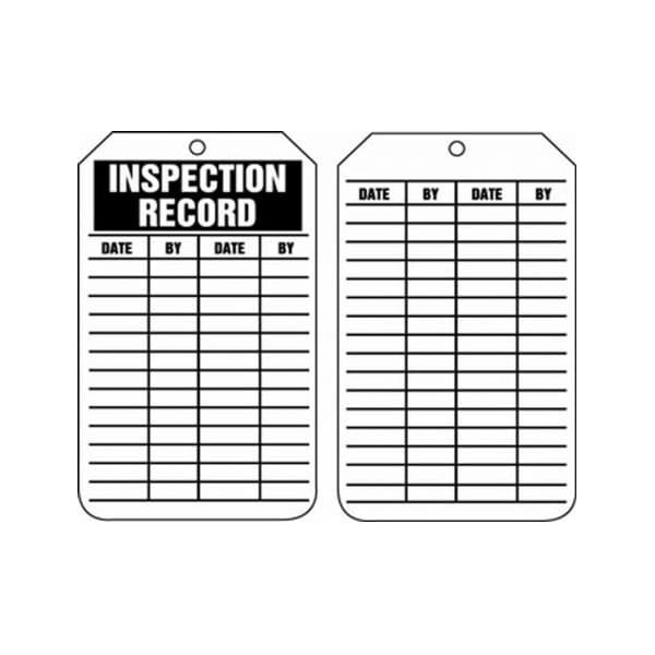 Accuform Safety Tags, INSPECTION RECORD, 5.75in x 3.25in, HS-Laminate, 25PK - TRS307LTP