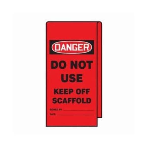 Accuform Wrap 'n Stick Tags, DANGER DO NOT USE KEEP OFF SCAFFOLD, 12inx3.125in, Adhesive Poly, 25PK - TAT104