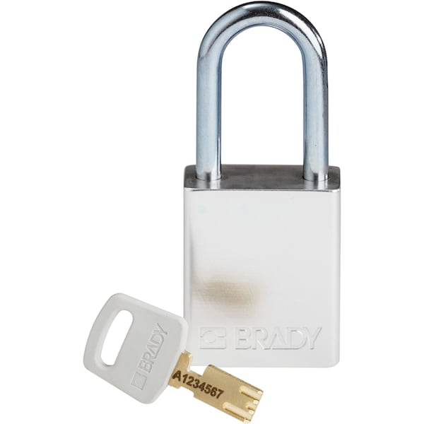 Brady Safekey Lockout Padlock Aluminum Silver 1.5" Ste - ALU-SLV-38ST-KD