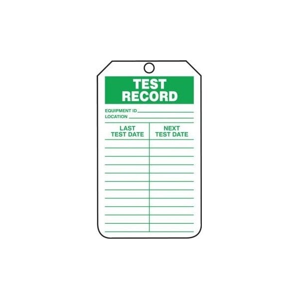 Accuform Safety Tags, TEST RECORD, 8.5inx 3.875in, RP-Plastic, 25PK - TRS339PTP