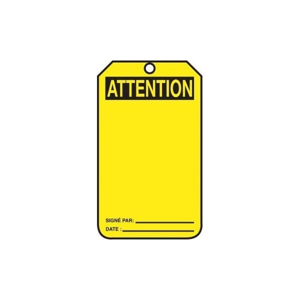 Accuform French Safety Tags, ATTENTION BLANK, 5.75in x 3.25in, RP-Plastic, 5PK - FRMDT623PTM