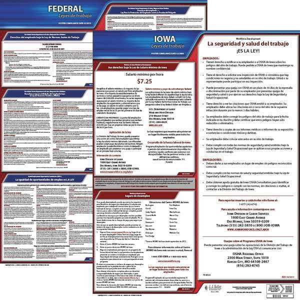 Jj Keller Labor Law Poster Kit, IA, Spanish, 19 In. W - 200-IA-K