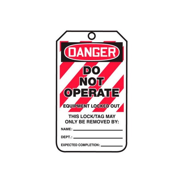 Accuform Accuform Lockout Tag, Danger Do Not Operate, HS-Laminate, 25/Pack - MLT405LTP