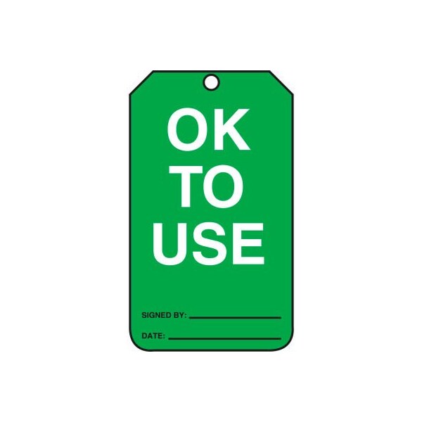 Accuform Accuform OK To Use Tag, RP-Plastic, 25/Pack - MGT217PTP