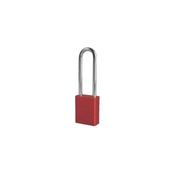American Lock American Lock Red Anodized Aluminum Safety Padlock W/3" Tall Shackle,  - A1107RED1KEY