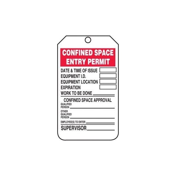 Accuform Safety Tags, CONFINED SPACE ENTRY PERMIT, 5.75in x 3.25in, RP-Plastic, 5PK - TCS323PTM