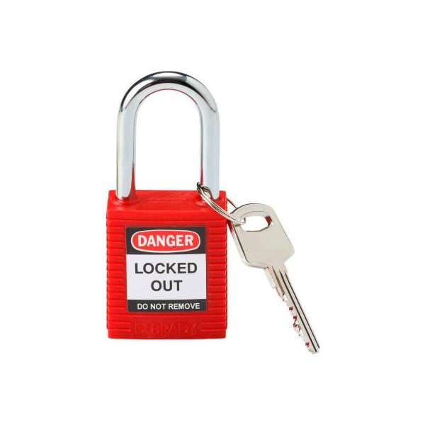 Brady Brady 99552 Safety Padlock With Label, Plastic Covered Steel, Red - 99552