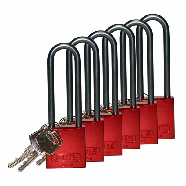 Brady Standard Key Retaining Lockout Aluminum Padlock 3 in Aluminum Shackle KD Red 6PK - 123284