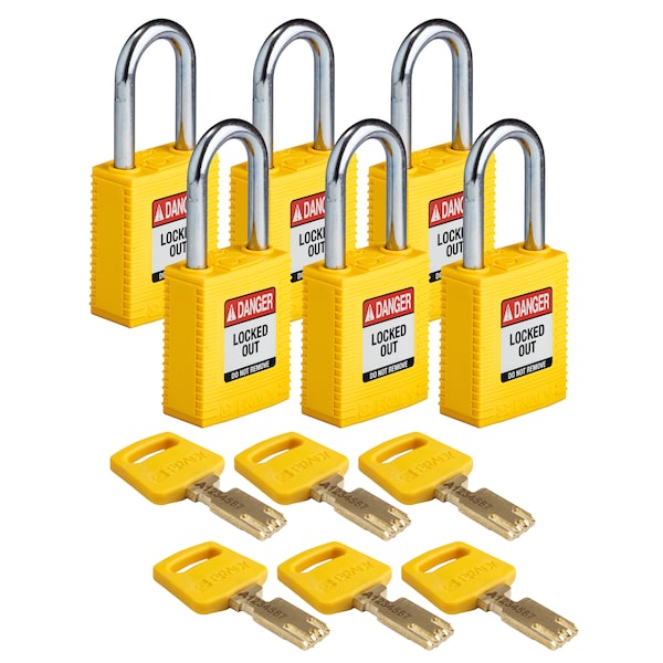 Brady Safekey Lockout Padlock Nylon Yellow 1.5" S - NYL-YLW-38ST-KA6PK