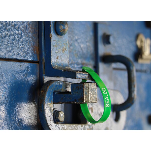Omnimed Disposable Security Shipping Seal Padlock for Truck Tailgate, Grn, PK100 - 484115_G