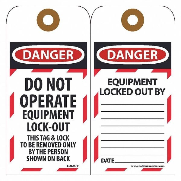 Nmc Danger Do Not Operate Equipment Lock-Out Tag, Pk10 - LOTAG11