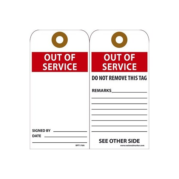 Nmc Out Of Service Tag, Pk25 - RPT176AG